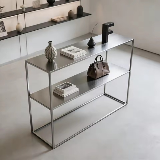 Floor Stainless Steel Island Display Table Mall Boutique Clothing Shoe Bag Flower Ornament Central Display Stand