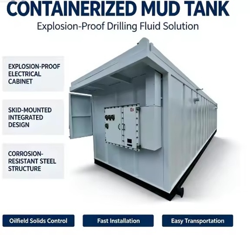 Containerized Explosion-Proof Mud Tank, Skid Mounted Drilling Fluid Tank for Oil & Gas Drilling Solids Control System