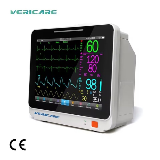 Advanced Vericare Veterinary Vital Sign Monitor JM-12 with Large Touch Screen ECG(3/5 Lead) PR SPO2 NIBP TEMP RR HR IBP EtCO2
