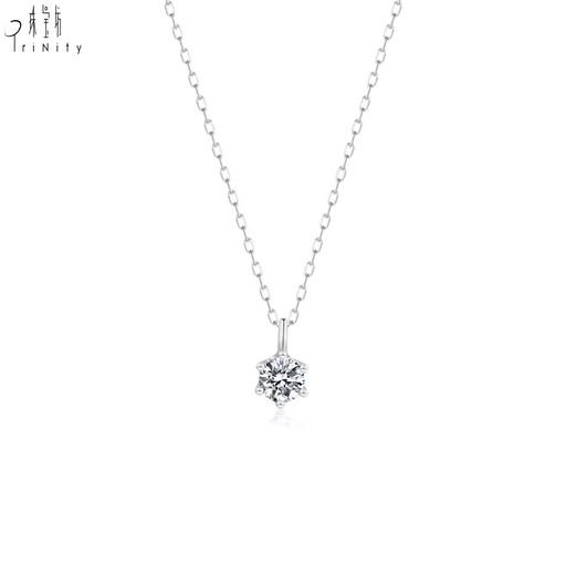 Most Popular Minimalist Fine Jewelry Wholesale 18K Solid Gold Single Natural Brilliant Cut Diamond Necklace Women Wedding