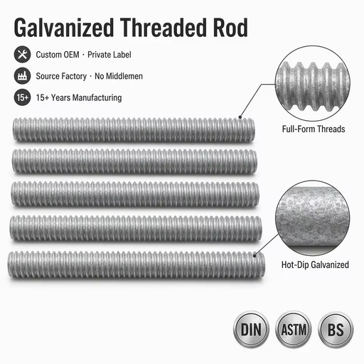 High Quality 8.8 Grade Multi-Specification Carbon Steel Hot Dip Galvanized Thread Rod