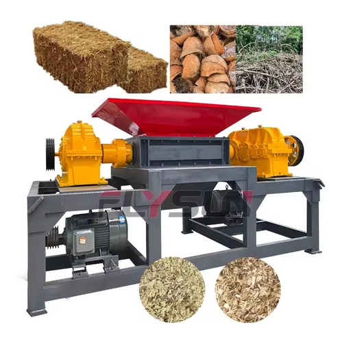 Double Shaft Automatic Bearing Shredder High Alloy Steel Blades Engine Motor Gearbox Multifunctional Seaweed Animal Feed Leaf