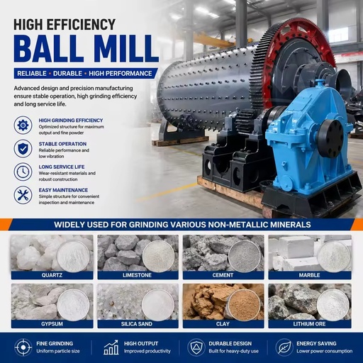 Low Power Consumption Stable Operation Large Capacity Ball Mill Limestone Silica Sand Clay Ball Mills for Tile Production