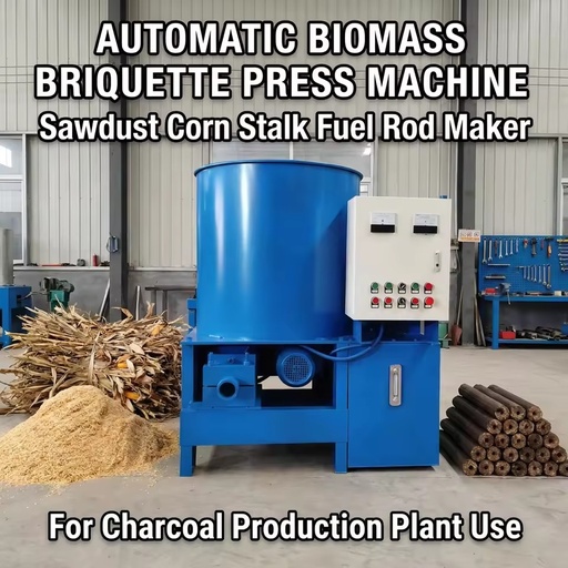 Automatic Biomass Briquette Press Machine Sawdust Corn Stalk Fuel Rod Making Machine for Charcoal Production Plant