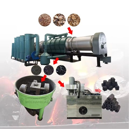 Full Set Bio Charcoal Making Machine From Sugarcane Dust Olive Pomace to Bbq Charcoal Briquette Machines