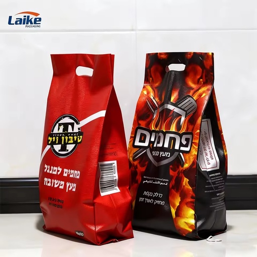 Custom Polypropylene Coal Bag Bopp pp Woven Plastic Charcoal Briquettes Packaging Bag 2kg 4kg 5kg 10kg Bbq Lump Charcoal Bags