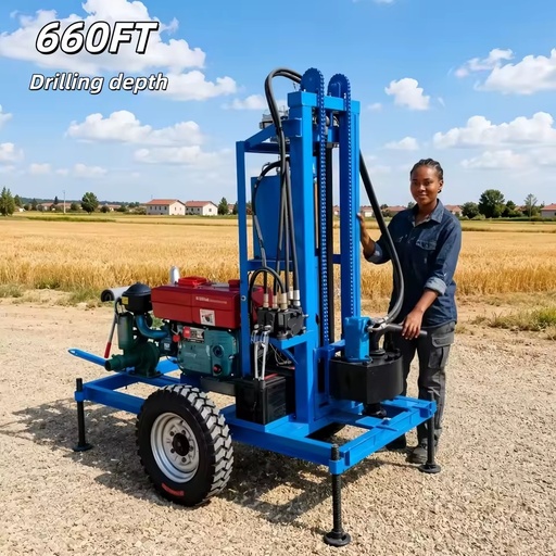 Customizable Portable Drilling Rig for Water Well EPA Euro 5 Engine 660FT Deep Small Well Drilling Machine for Farm Irrigation