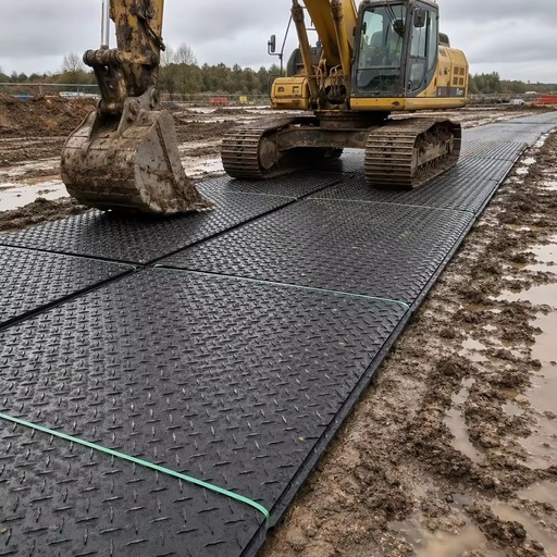 Textured HDPE Composite Track Mats for Oilfield Rig Sites 15mm Thick HDPE Temporary Road Mats