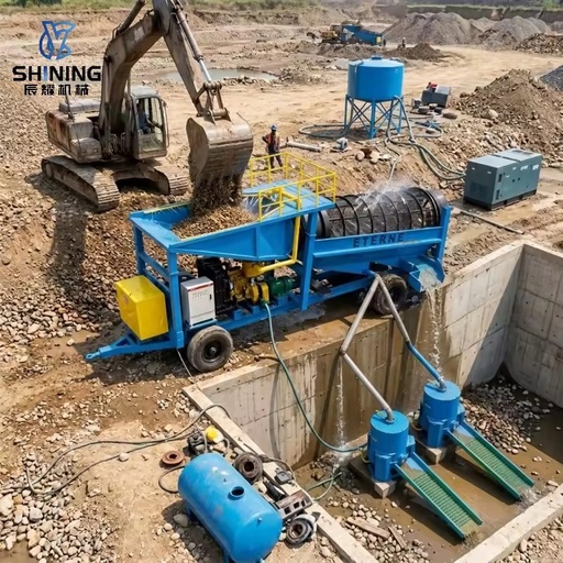 CY-100 Double Layer Gold Trommel Plant with High Efficiency Gold Separation for River Mining