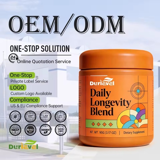 Custom KOSHER Non GMO Daily Longevity Blend Powder With Magnesium L-Theanine Certified Vegan