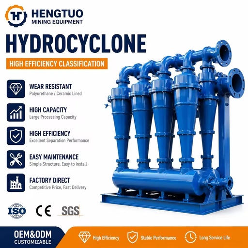 HENGTUO Mining Hydrocyclone Separator PU Ceramic Lined Hydro Cyclone for Mineral Processing Classification Equipment