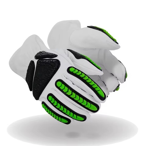 White Impact Mechanic Gloves for Lining Anti-Vibration Cut Resistant CE EN388 EN420 Certified for Oilfield Construction Heavy
