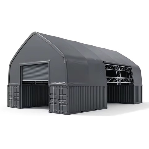 Clear Span Snow Load Resistant Hot-dip Galvanized Peak Roof Container Canopy for Port Logistics Cargo Storage