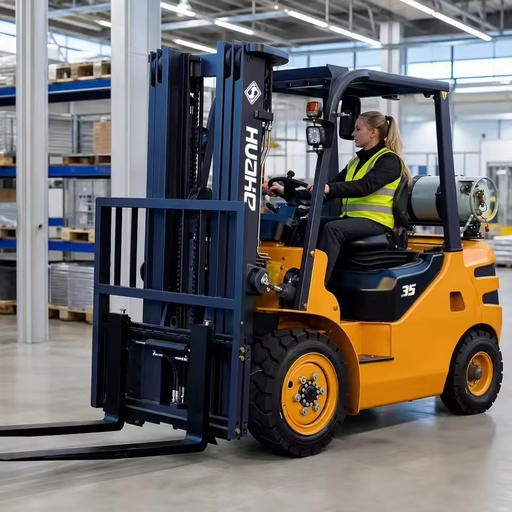 Counterbalance LPG Forklift 3.5T Dual Fuel Propane Gasoline 3500kg Pneumatic Tyre Large Capacity Freight Stacker Lift Truck