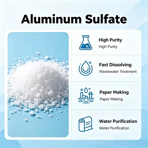 Chemical Auxiliary Agent 50 kg Granular Aluminium Sulphate Water Clarification for Swimming Pools
