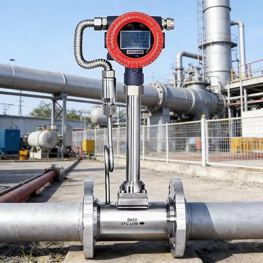 Fast Response Digital LCD Display Self Diagnostic Thermal Oil Natural Gas Hart or Rs485 vortex Flow Meter