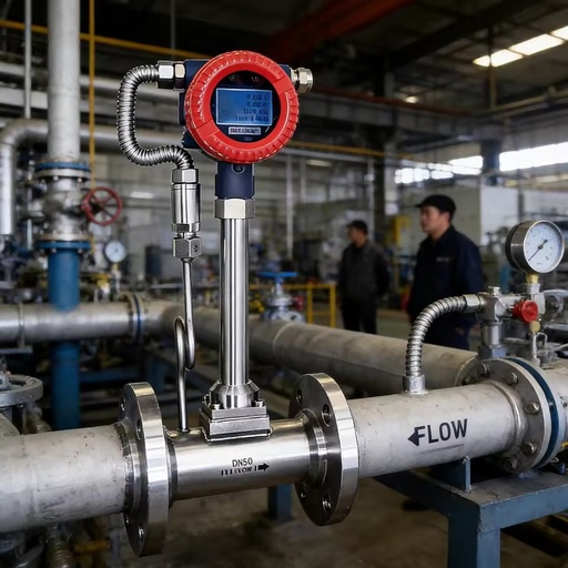 Long Service Life Compressed air Flue Gas Biogas Light Oil Gasoline Large Size vortex Flowmeter for Stable Reading