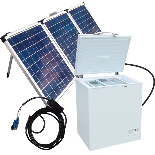 Solar Powered Chest Freezer Off Grid Deep Freezer with Solar Panels Battery for Farm Fishing Camping