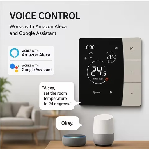 App Controlled Voice NTC Smart Thermostat Electric/Gas Options for Hotel Household Climate Management Heat Control