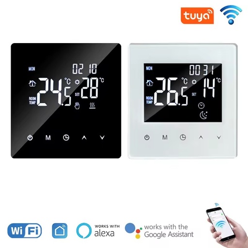 Tuya WiFi Smart Thermostat 3A/16A/25A LCD Touch Screen Programmable Wall-Mounted Energy Saving for Home/Hotel/Office