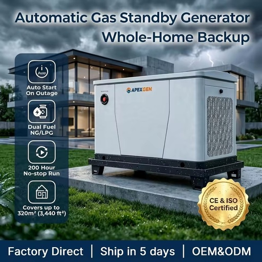 12kW Home Standby Generator Natural Gas LPG Dual Fuel with 200H Long Runtime Fast Installation