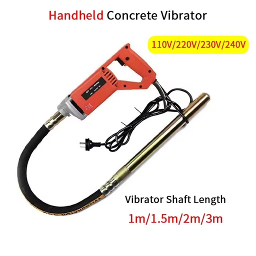 Electric Concrete Vibrator Machine Handheld Concrete Vibrator with Flexible Shaft and Vibrating Poker for Concrete Compaction