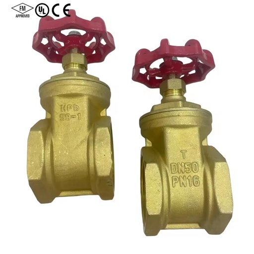Manual Control Isolation PN16 DN50 Brass Gate Valve for HVAC Systems or Non-potable Water Lines