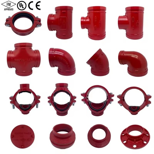 Factory Direct Grooved Ductile Iron Pipe Fittings 90 Degree Elbow Mechanical Tee High Pressure Coupling FM UL Certified