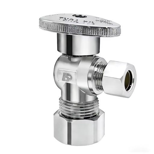 BH 1/2 Inch X 3/8 Inch 90 Degree Brass Chrome Angle Valve Multi-Turn Angle Valve Bathroom Brass Angle Valve