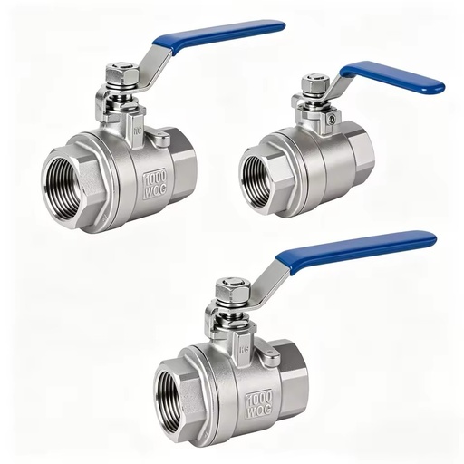304 Stainless Steel 2-Piece Manual Female Thread Ball Valve for Water Gas Oil Size 3/4" PN16 0~150C OEM Available